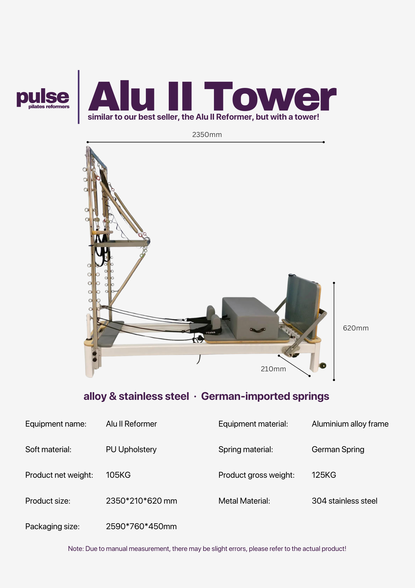Alu II Tower - Pulse Pilates Reformer