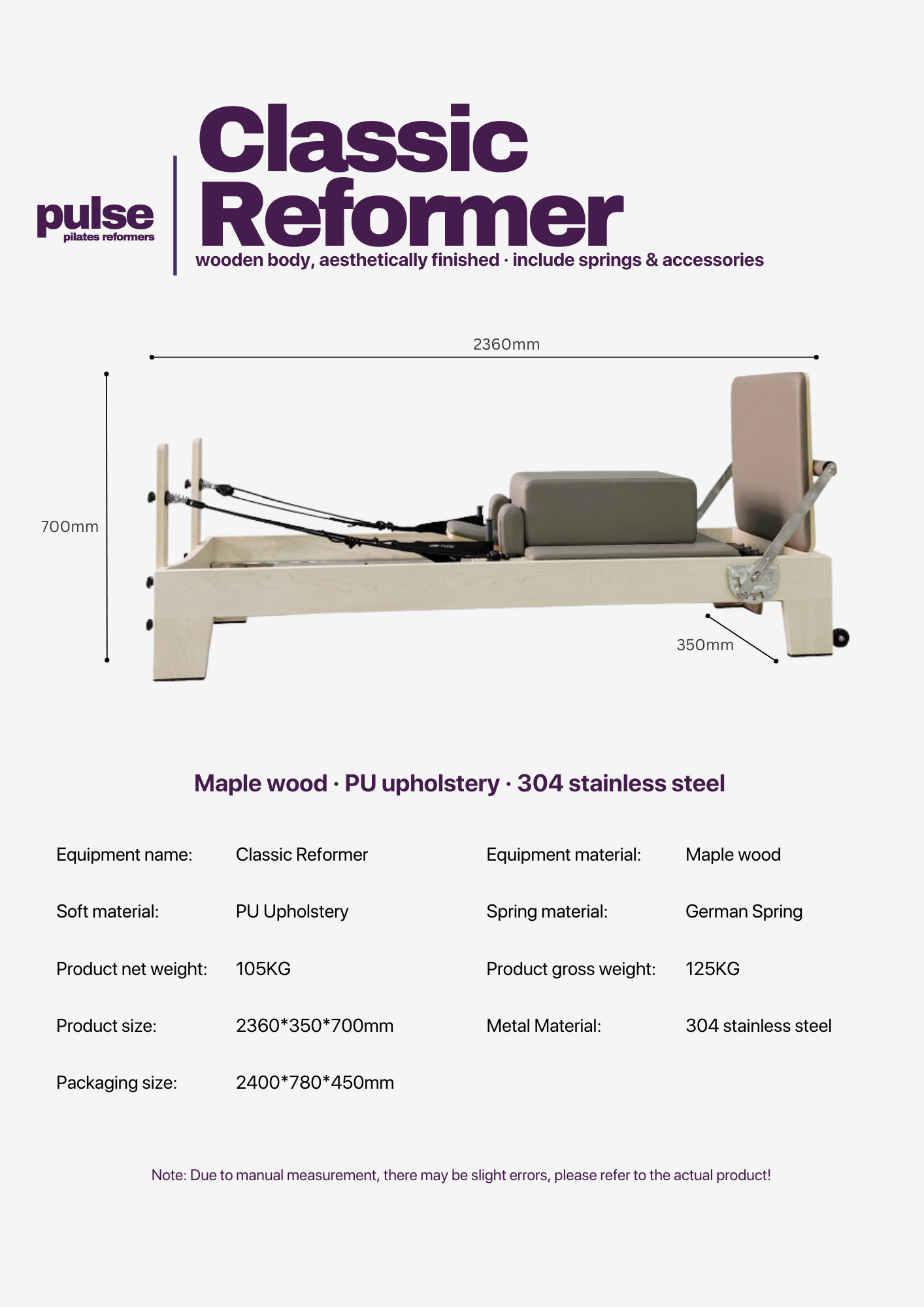 Classic Reformer - Pulse Pilates Reformer