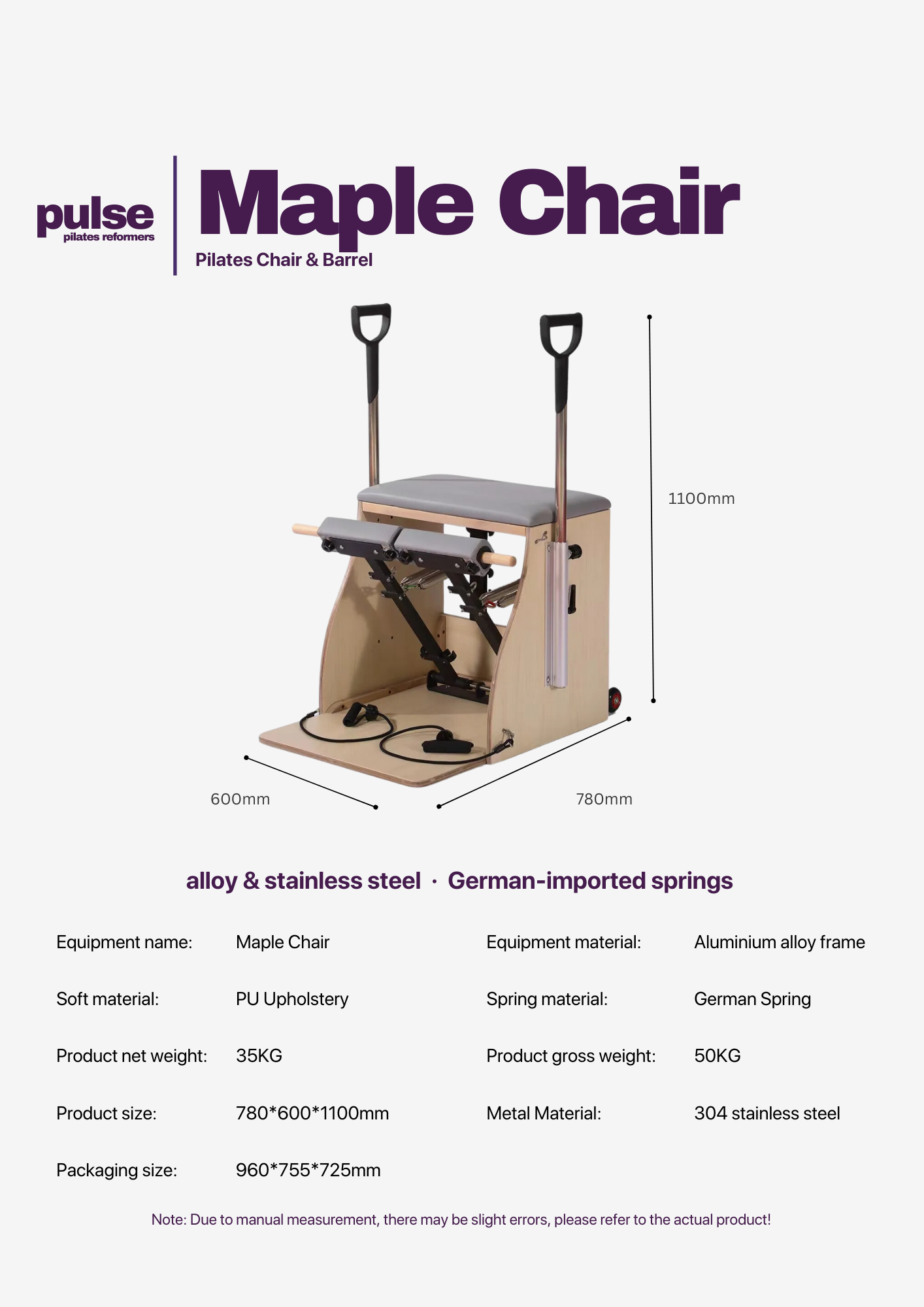 Maple Chair - Pulse Pilates Reformer